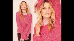 Красивые узоры спицами для пуловера.