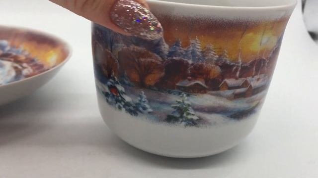 Чашка с блюдцем Зимний пейзаж Видеообзор Дулевский фарфор