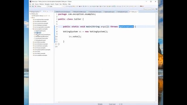 Throws keyword in Java | Custom Checked and UnChecked Exception With Example code in Hindi смотреть онлайн