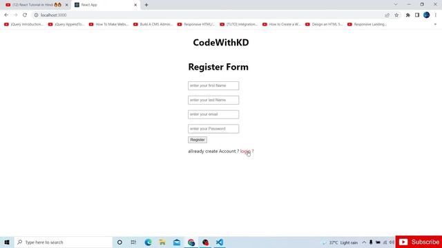 Hide, Show With Login and Register Form with Hooks in React JS in react js