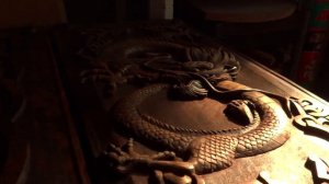 Нарды деревянные, резные, дракон, резьба по дереву