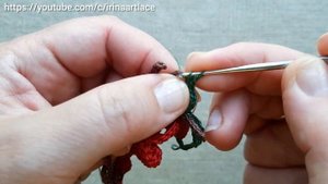 Красивая кайма для начала вязаных изделий Кайма с вишнями крючком