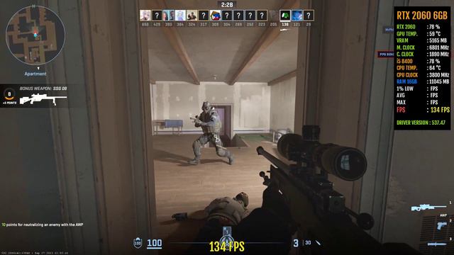 Counter Strike 2 Fps Test on RTX 2060 6GB - All Setting - 1080p смотреть онлайн