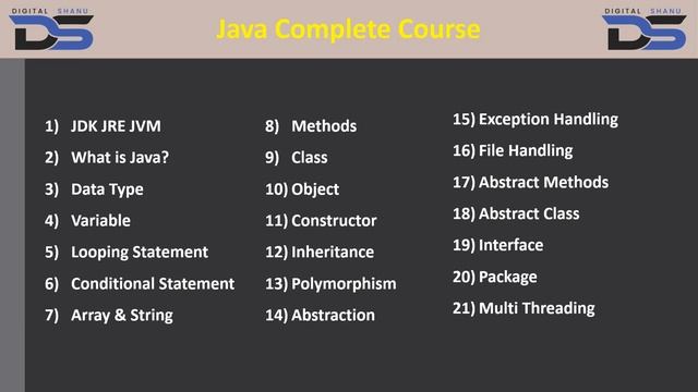 Core Java Syllabus | Java Syllabus For Beginners | Digital Shanu