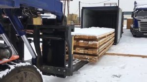 Загрузка 20 футового контейнера телескопическим погрузчиком Meclift ML 1612R