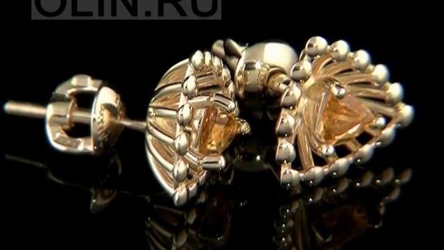 Серьги-гвоздики с цитринами из желтого золота смотреть онлайн