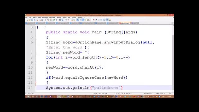 String manipulation palindrome in eclipse java language