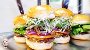 Как приготовить гигантские гамбургеры по-американски – корейская уличная еда