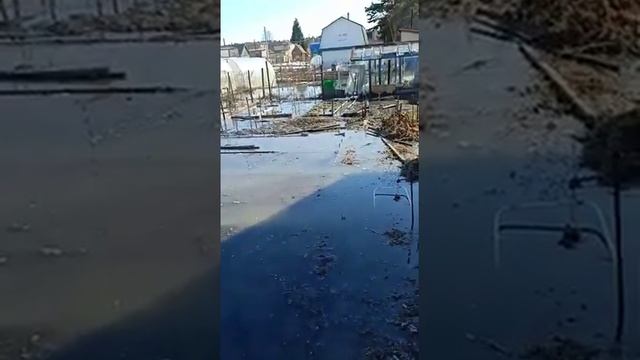 Вода с тающего снегоотвала смывает почву на дачах в "Чайке" в Бердске