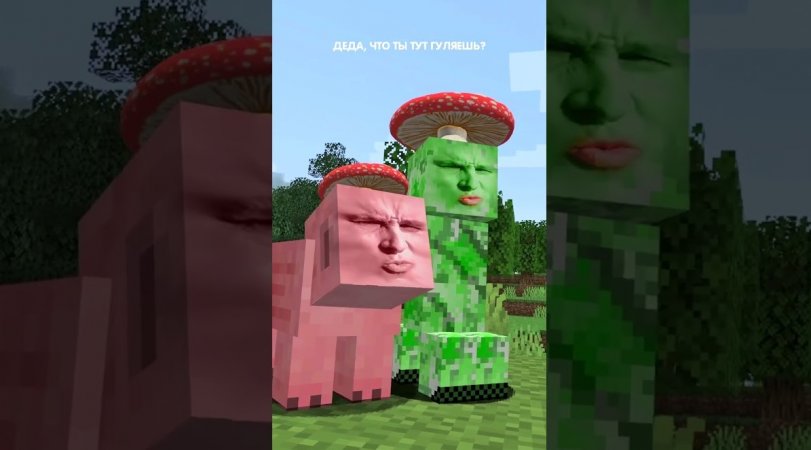 Сигма-крипер с сигма-свинкой шли по лесу и встретили деда в minecraft! ?