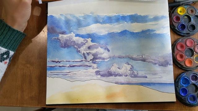 How To Sketch Clouds with Watercolour and Pen смотреть онлайн