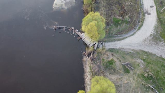 Село Сара и окрестности. Разрушенный мост. Аэросъёмка. djimini2