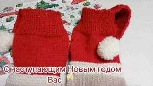 Новогодние носочки ? Дед Мороз Вяжем спицами