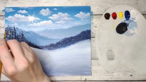 Рисуем зимний пейзаж акриловыми красками. Видеоинструкция.