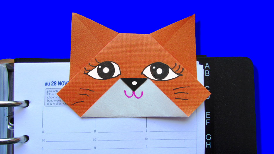 Оригами: Закладка "Рыжий котенок"