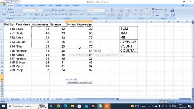 Top 6 Most Important Formulas | Basic formula in Excel | Excel for fresher | Data Entry | #excel
