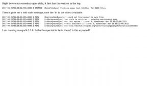 Databases: MongoDB stale replication, odd timestamp after data flush