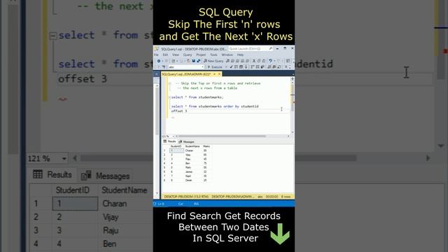 SQL Server Skip The First N Rows Query Statement