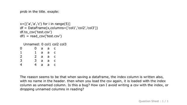 Pandas : Saving and Loading of dataframe to csv results in Unnamed columns смотреть онлайн