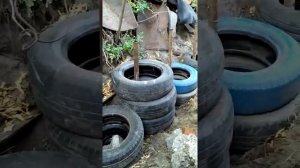 Укрепления горы покрышками