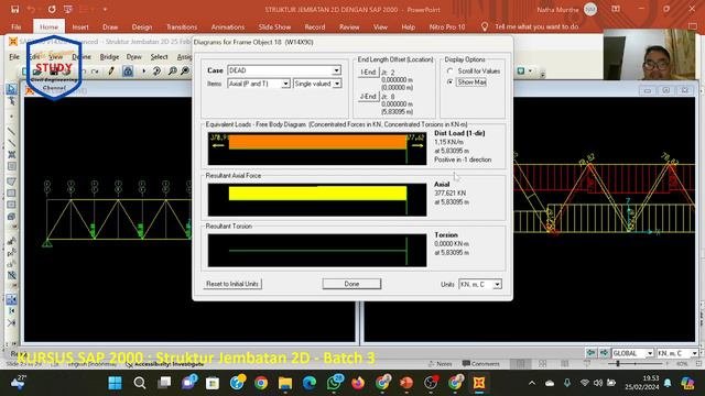 Kursus SAP 2000 Struktur Jembatan 2D 25 Feb 2024 Batch -3 #structure #civil #analysis #sap2000