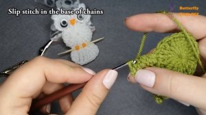 Left handed Crochet Owl Pocket hug, crochet applique, hair pins, keychain, fridge magnets, Christma