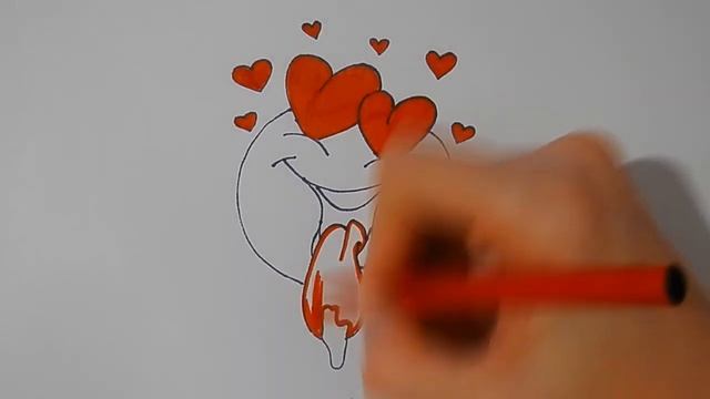Как ПРОСТО нарисовать ВЛЮБЛЕННЫЙ СМАЙЛИК, рисунки для срисовки/664/How to draw a LOVE smiley FACE