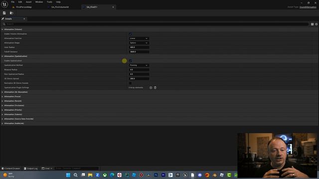 Audio Attenuation & Spatialization - Unreal 5.1 - Part 1 VOLUME ATTENUATION - VALUABLE SKILL!!