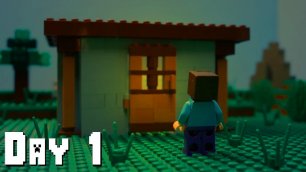 Выживание в minecraft  (1 день)  - Lego анимация