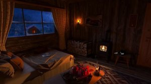 #глубокийсон  Сон в уютной зимней хижине с кошкой | Звуки метели и камина