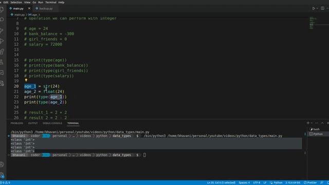 Integer data type in python | Python tutorial | part-3 | Tamil