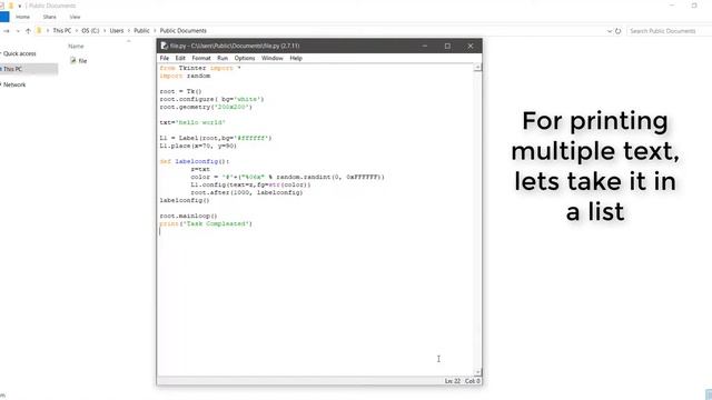 Python Tkinter tutorial Random Color and Text on Label