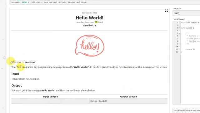 Beecrowd/URI beginner problem submit смотреть онлайн