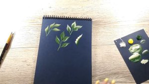 Рисуем листики акрилом ONE STROKE How to paint a leaves