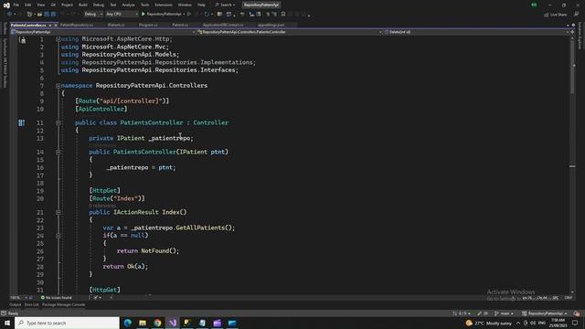 Repository Pattern using  a web API in .Net core