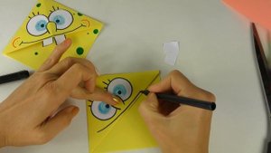 Оригами Закладка Спанч Боб и Патрик из бумаги своими руками