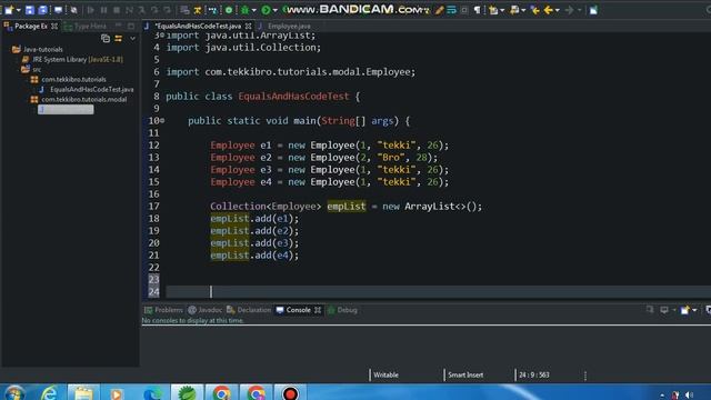 Java contrast between equals and hashCode methods смотреть онлайн