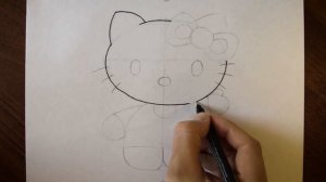 Как нарисовать кошечку Хелло Китти (Hello Kitty), поэтапно.
