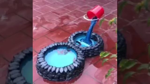 Поделка из покрышек, фонтанчики. смотреть онлайн