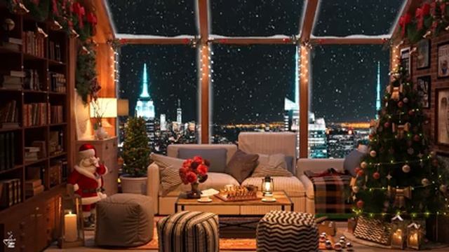 New York Christmas Ambience 4K?Instrumental Christmas Jazz Music for Relax, Study, Work