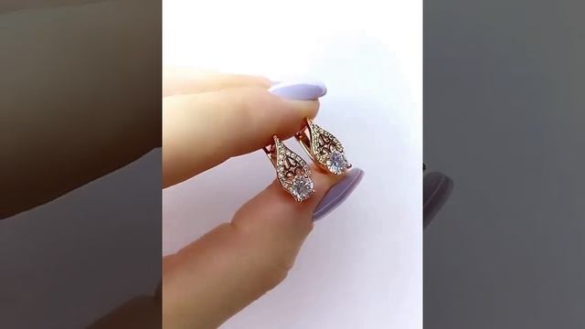 Серьги из дубайского золота с покрытием 18 карат. смотреть онлайн