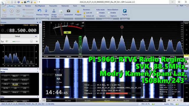 29.05.2024 1144UTC, [Es], RTVS Rádio Regina, Словакия, 88.5МГц, 1508км