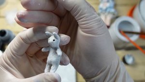 МК ватная игрушка "Зайка+зайка" (Часть 4). DIY spun cotton toy "Bunny+bunny" (Part 4)