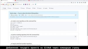 Добавление текущего проекта на GitHub через командную строку