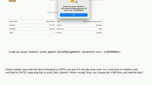 Unable to mount FAT32 drive on macOS: com.apple.DiskManagement.disenter error -119930868