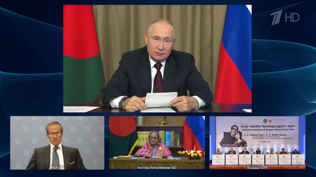 Владимир Путин по видеосвязи принял участие в церемонии завоза ядерного топлива на АЭС "Руппур"
