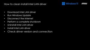 MSI® HOW-TO clean install Intel LAN driver