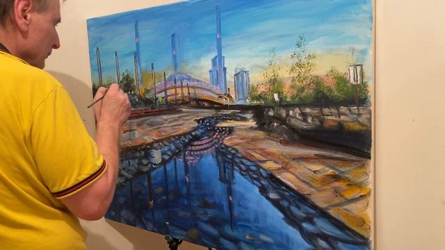 Аргунская мечеть «Сердце матери» имени Аймани Кадыровой, в стиле хайтек маслом на холсте 75 на 100с смотреть онлайн