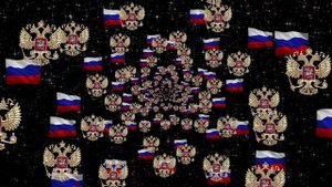 Полёт в космосе сквозь российскую символику. Цикличная абстракция в 4K.