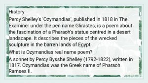 Ozymandias by B.P. Shelly ,poem explanation, Short answer, ERC, summary